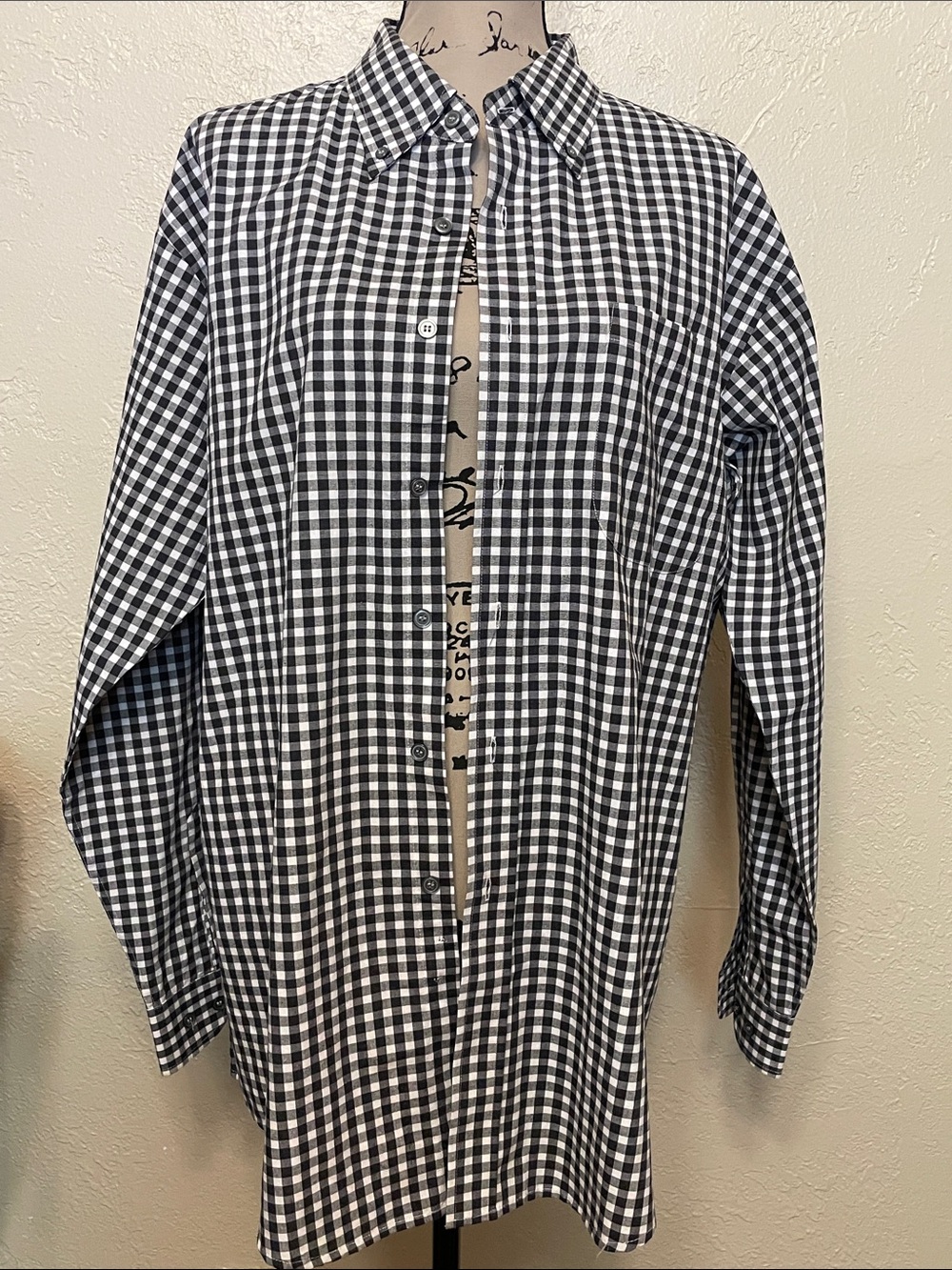 Men’s Bogari, Made in Italy Black & White Gingham Button-Down Collar Shirt